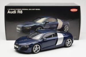 Audi R8 4.2 FSI V8 Zils Kyosho 1:18 09213BL Metāls — attēls 8 no 8