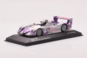 Audi R8 LMP900 #28 F. Biela / P. Kaffer / A. McNish 12 Hours of Sebring Winner 2004 Minichamps 1:43 4000412328 Metāls — attēls 2 no 4