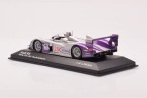 Audi R8 LMP900 #28 F. Biela / P. Kaffer / A. McNish 12 Hours of Sebring Winner 2004 Minichamps 1:43 4000412328 Metāls — attēls 3 no 4
