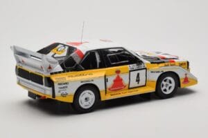 Audi Sport Quattro S1 E2 #4 S. Blomqvist / B. Cederberg Rally 1000 Lakes 1985 IXO 1:18 18RMC161A Metāls — attēls 2 no 6
