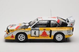 Audi Sport Quattro S1 E2 #4 S. Blomqvist / B. Cederberg Rally 1000 Lakes 1985 IXO 1:18 18RMC161A Metāls — attēls 3 no 6