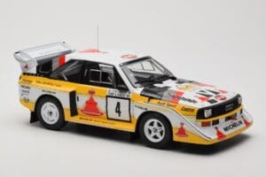 Audi Sport Quattro S1 E2 #4 S. Blomqvist / B. Cederberg Rally 1000 Lakes 1985 IXO 1:18 18RMC161A Metāls — attēls 4 no 6