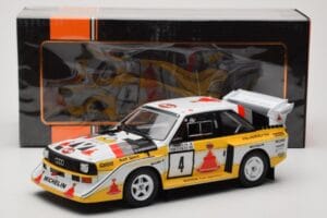 Audi Sport Quattro S1 E2 #4 S. Blomqvist / B. Cederberg Rally 1000 Lakes 1985 IXO 1:18 18RMC161A Metāls — attēls 6 no 6