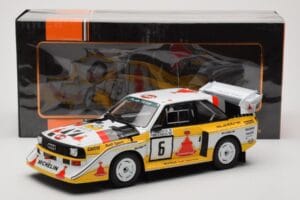 Audi Sport Quattro S1 E2 #6 H. Mikkola / A. Hertz Rally 1000 Lakes 1985 IXO 1:18 18RMC161B Metāls — attēls 6 no 6