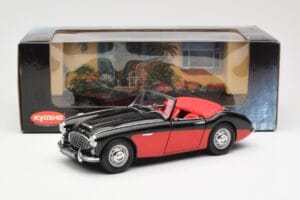 Austin-Healey 3000 Mk I Spider Melns Sarkans Kyosho 1:18 08141KR Metāls — attēls 8 no 8