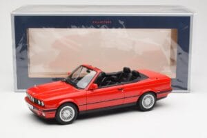 BMW 318i E30 Kabriolets Sarkans Norev 1:18 183210 Metāls — attēls 6 no 6