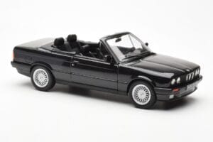 BMW 325i E30 Kabriolets Melns Metaliks Norev 1:18 183211 Metāls — attēls 4 no 6