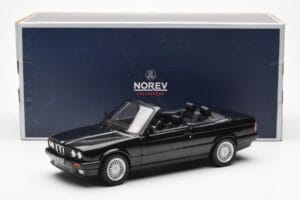 BMW 325i E30 Kabriolets Melns Metaliks Norev 1:18 183211 Metāls — attēls 6 no 6