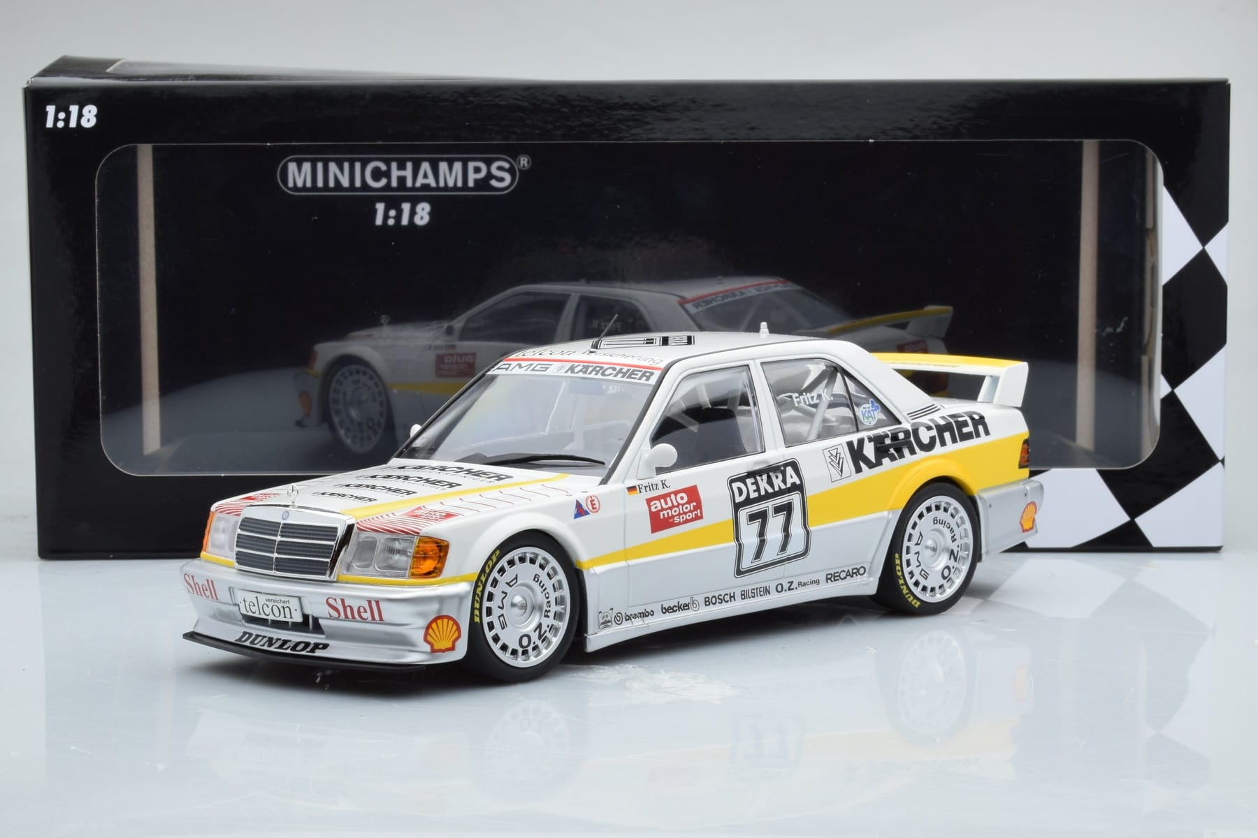 Mercedes 190E 2.5-16 W201 EVO 1 Karcher #77 F. Kreutzpointer Team AMG-Mercedes DTM 1990 Minichamps 1:18 155903677 Metāls — attēls 6 no 6