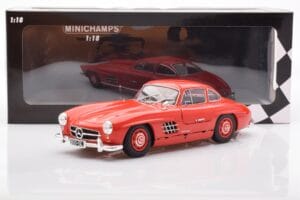 Mercedes 300 SL W198 Gullwing Sarkans Minichamps 1:18 110037211 Metāls — attēls 8 no 8