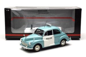 Morris Minor Policija Zils & Balts Minichamps 1:18 150137090 Metāls — attēls 8 no 8