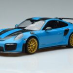 Porsche 911 991.2 GT3 RS Weissach Package Miami Zils Zeltaini Riteņi Minichamps 1:18 153068310 Metāls