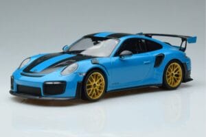 Porsche 911 991.2 GT3 RS Weissach Package Miami Zils Zeltaini Riteņi Minichamps 1:18 153068310 Metāls