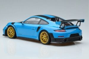 Porsche 911 991.2 GT3 RS Weissach Package Miami Zils Zeltaini Riteņi Minichamps 1:18 153068310 Metāls — attēls 5 no 6