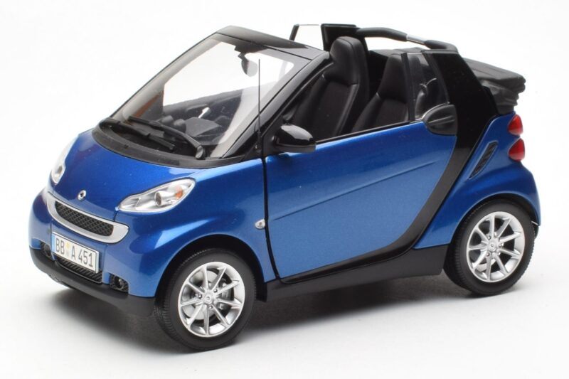 Smart Fortwo 451 Cabrio Zils & Melns Minichamps 1:18