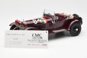 Alfa Romeo 1750 GS Spider #84 T. Nuvolari / B. Guidotti Mille Miglia Winner 1930 CMC 1:18 M-141 Metāls