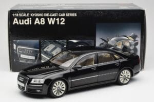Audi A8 D3 W12 Melns Kyosho 1:18 09212BK Metāls — attēls 8 no 8