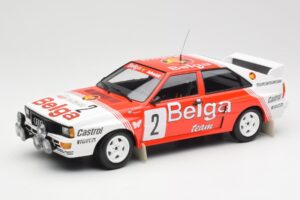 Audi Quattro A2 #2 B. Waldegård / H-T. Thorszelius Belga Team Winners Boucles de Spa 1985 Minichamps 1:18 155851102 Metāls