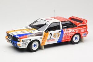 Audi Quattro A2 Schmidt Motorsport #2 H. Demuth / W. Lux Winners Hunsrück Rally 1984 Minichamps 1:18 155841102 Metāls