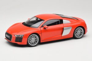 Audi R8 V10 Sarkans Welly 1:18 18052W Metāls