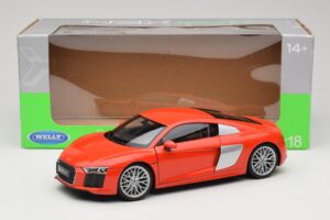 Audi R8 V10 Sarkans Welly 1:18 18052W Metāls — attēls 8 no 8