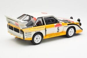 Audi Sport Quattro S1 #5 W. Rohrl / C. Geistdorfer Rally Sanremo Winner 1985 AUTOart 1:18 88503 Kompozīts — attēls 3 no 8