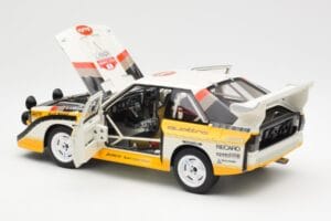 Audi Sport Quattro S1 #5 W. Rohrl / C. Geistdorfer Rally Sanremo Winner 1985 AUTOart 1:18 88503 Kompozīts — attēls 5 no 8