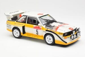 Audi Sport Quattro S1 #5 W. Rohrl / C. Geistdorfer Rally Sanremo Winner 1985 AUTOart 1:18 88503 Kompozīts — attēls 6 no 8