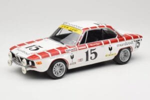 BMW 2800 CS E9 #15 Team Marabout Gaye / S. Braillard 24 Hours of Spa 1972 Minichamps 1:18 155722715 Metāls