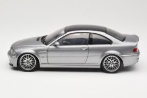 BMW M3 E46 CSL Sudrabs Kyosho 1:18 08506S Metāls — attēls 4 no 8
