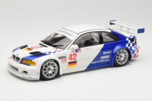 BMW M3 E46 GTR #42 J. Muller / J.J. Lehto ALMS 2001 Minichamps 1:18 80430139183 Metāls
