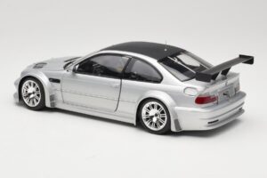BMW M3 E46 GTR Street Sudrabs With Carbon Roof Minichamps 1:18 100012102 Metāls — attēls 7 no 8