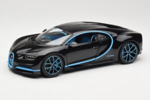 Bugatti Chiron Melns & Zils Bburago 1:18 18-11040BK Metāls