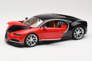 Bugatti Chiron Melns & Sarkans Bburago 1:18 18-11040 Metāls — attēls 2 no 8