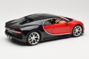 Bugatti Chiron Melns & Sarkans Bburago 1:18 18-11040 Metāls — attēls 3 no 8