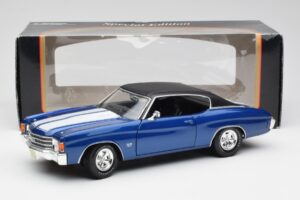 Chevrolet Chevelle SS 454 Zils Maisto 1:18 531886 Metāls — attēls 8 no 8