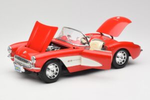 Chevrolet Corvette C1 Roadster Sarkans Bburago 1:18 3024 Metāls — attēls 2 no 8