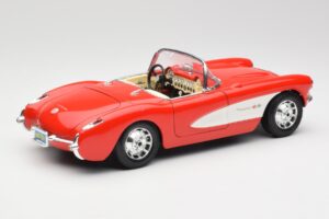 Chevrolet Corvette C1 Roadster Sarkans Bburago 1:18 3024 Metāls — attēls 3 no 8