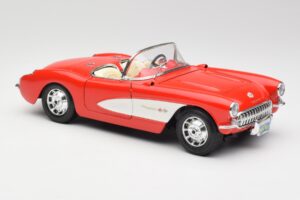 Chevrolet Corvette C1 Roadster Sarkans Bburago 1:18 3024 Metāls — attēls 6 no 8