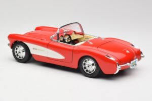 Chevrolet Corvette C1 Roadster Sarkans Bburago 1:18 3024 Metāls — attēls 7 no 8