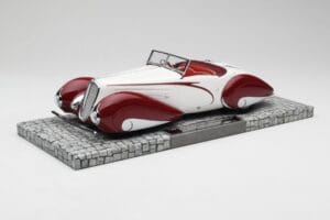 Delahaye Type 135 M Kabriolets Balts Sarkans Minichamps 1:18 107116161 Sveķi