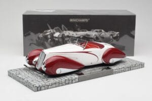 Delahaye Type 135 M Kabriolets Balts Sarkans Minichamps 1:18 107116161 Sveķi — attēls 6 no 6