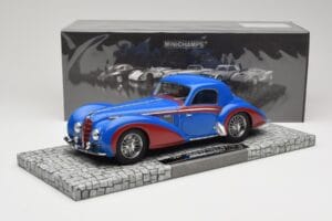 Delahaye Type 145 V12 Coupe Zils Sarkans Minichamps 1:18 107116121 Sveķi — attēls 6 no 6