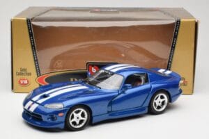 Dodge Viper GTS SR II Zils ar Baltām Svītrām Bburago 1:18 3330 Metāls — attēls 8 no 8
