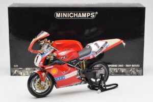 Ducati 998R WSB #1 T. Bayliss Ducati Infostrada 2002 Minichamps 1:12 122021201 Metāls — attēls 6 no 6