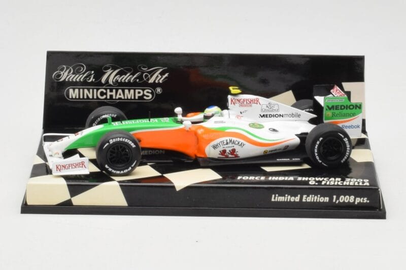 Force India Mercedes VJM02 #21 G. Fisichella Showcar 2009 Minichamps 1:43 400090091 Metāls