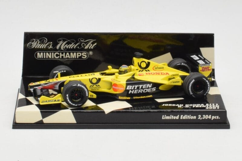 Jordan Honda EJ11 #7 H-H. Frentzen F1 2001 Minichamps 1:43 400010011 Metāls