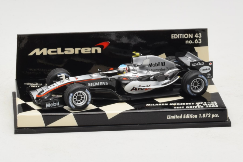 McLaren MP4-20 Mercedes A. Wurz F1 2005 Minichamps 1:43 530054355 Metāls