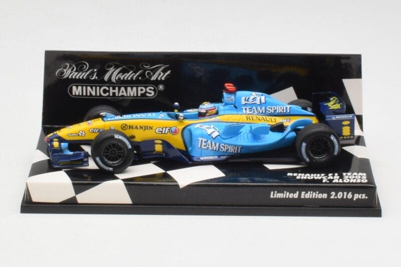 Renault R25 F. Alonso F1 World Champion Showcar 2005 Minichamps 1:43 400050075 Metāls