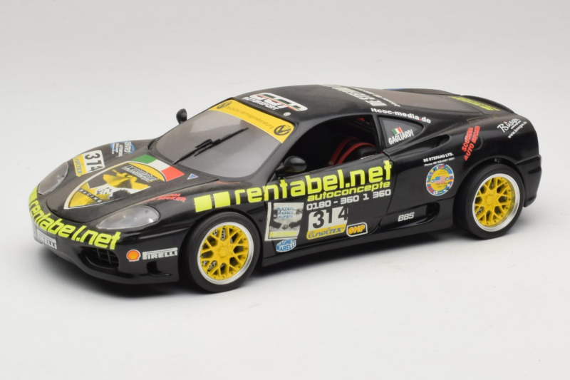 Ferrari 360 Modena Rentabel #314 Gagliardi Melns Bburago 1:18 3378-B1 Metāls